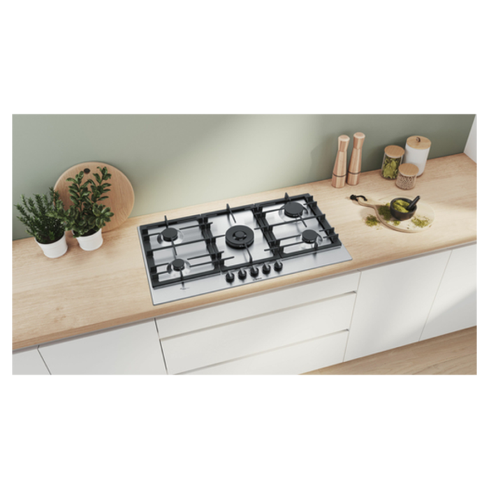 PLAQUE BOSCH 90CM 5F FONTRE INOX PCR9A5B90