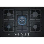 PLAQUE BOSCH A GAZ 5F 75CM FLAMESELECT VERRE NOIR PPQ7A6B90